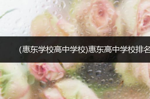 （惠东学校高中学校)惠东高中学校排名