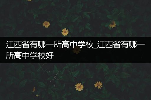 江西省有哪一所高中学校_江西省有哪一所高中学校好