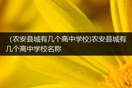 （农安县城有几个高中学校)农安县城有几个高中学校名称