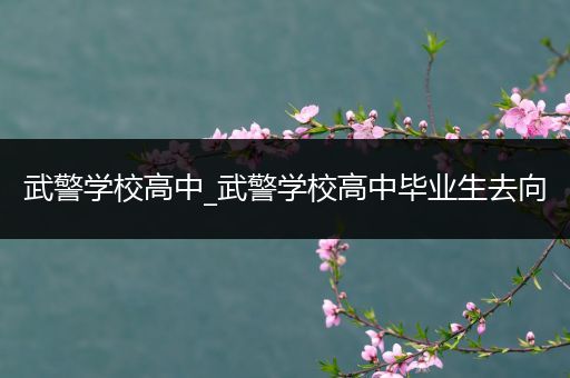 武警学校高中_武警学校高中毕业生去向