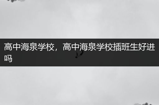 高中海泉学校，高中海泉学校插班生好进吗