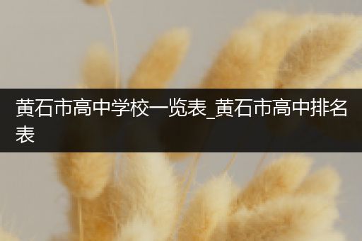 黄石市高中学校一览表_黄石市高中排名表