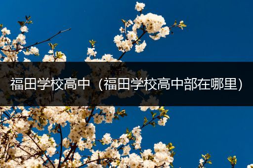 福田学校高中（福田学校高中部在哪里）