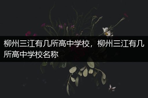 柳州三江有几所高中学校，柳州三江有几所高中学校名称