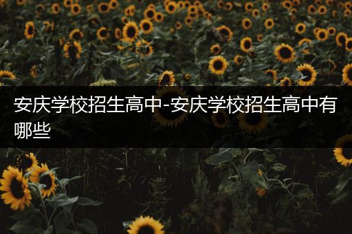 安庆学校招生高中-安庆学校招生高中有哪些