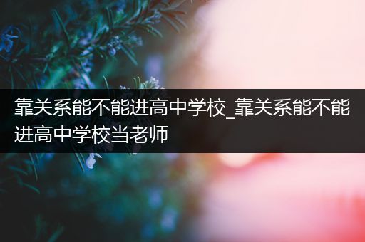 靠关系能不能进高中学校_靠关系能不能进高中学校当老师