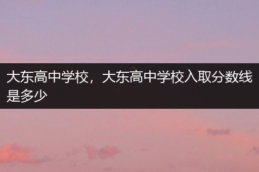 大东高中学校，大东高中学校入取分数线是多少