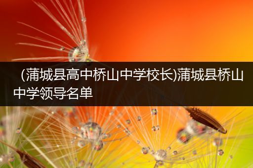 （蒲城县高中桥山中学校长)蒲城县桥山中学领导名单