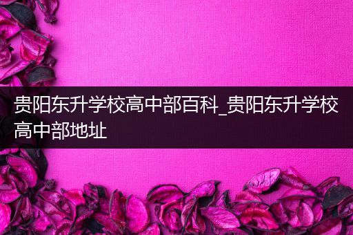 贵阳东升学校高中部百科_贵阳东升学校高中部地址