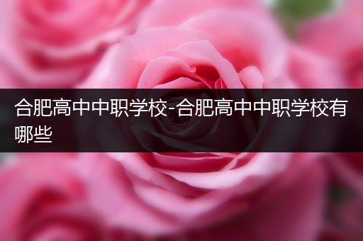 合肥高中中职学校-合肥高中中职学校有哪些