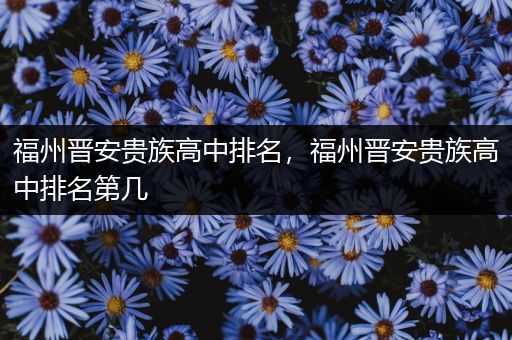 福州晋安贵族高中排名，福州晋安贵族高中排名第几