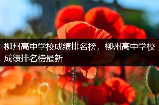 柳州高中学校成绩排名榜，柳州高中学校成绩排名榜最新