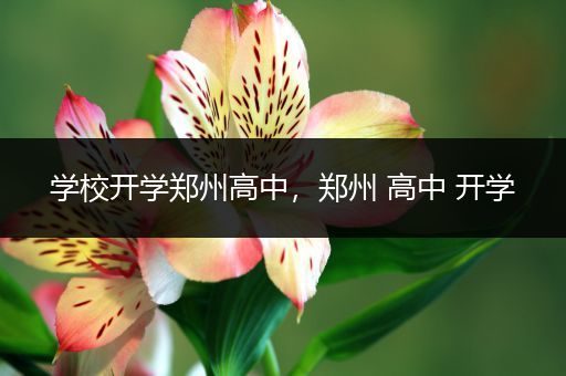 学校开学郑州高中，郑州 高中 开学