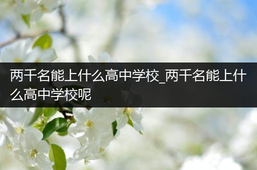 两千名能上什么高中学校_两千名能上什么高中学校呢