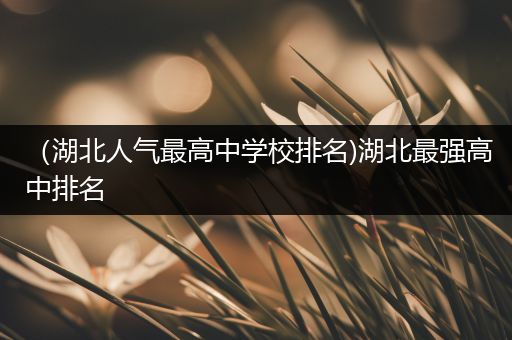 （湖北人气最高中学校排名)湖北最强高中排名