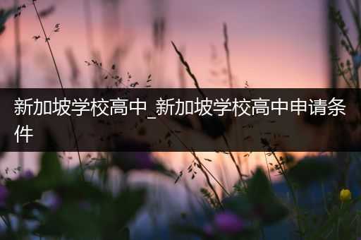 新加坡学校高中_新加坡学校高中申请条件