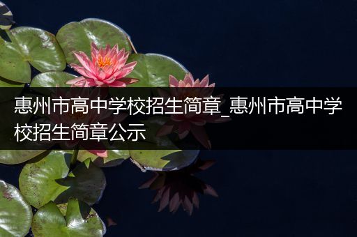 惠州市高中学校招生简章_惠州市高中学校招生简章公示