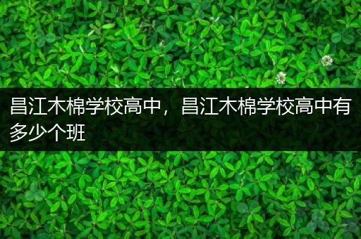 昌江木棉学校高中，昌江木棉学校高中有多少个班
