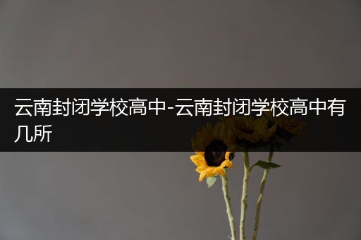 云南封闭学校高中-云南封闭学校高中有几所