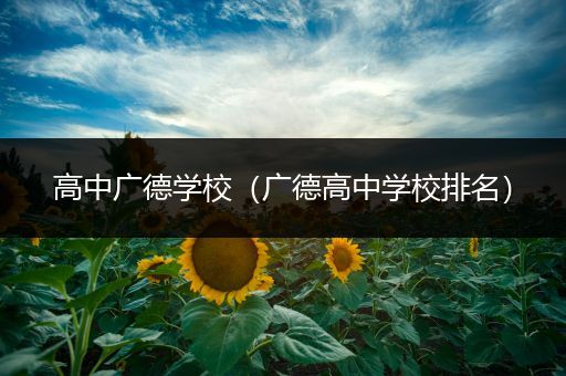 高中广德学校（广德高中学校排名）