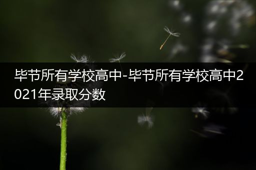毕节所有学校高中-毕节所有学校高中2021年录取分数