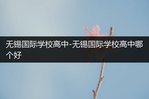 无锡国际学校高中-无锡国际学校高中哪个好