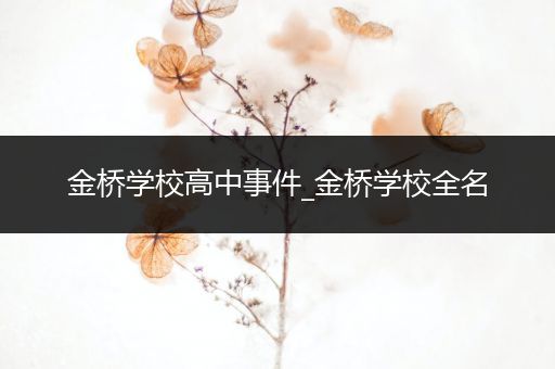 金桥学校高中事件_金桥学校全名