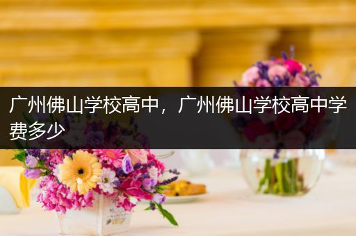 广州佛山学校高中，广州佛山学校高中学费多少