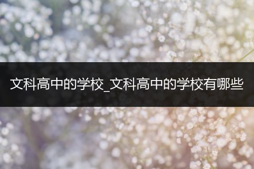 文科高中的学校_文科高中的学校有哪些